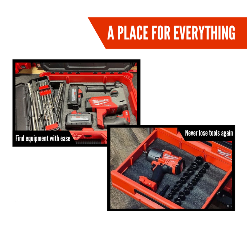 Milwaukee PACKOUT 2 & 3 Drawer Tool Box 48-22-8443 and 48-22-8442 - Kaizen Inserts
