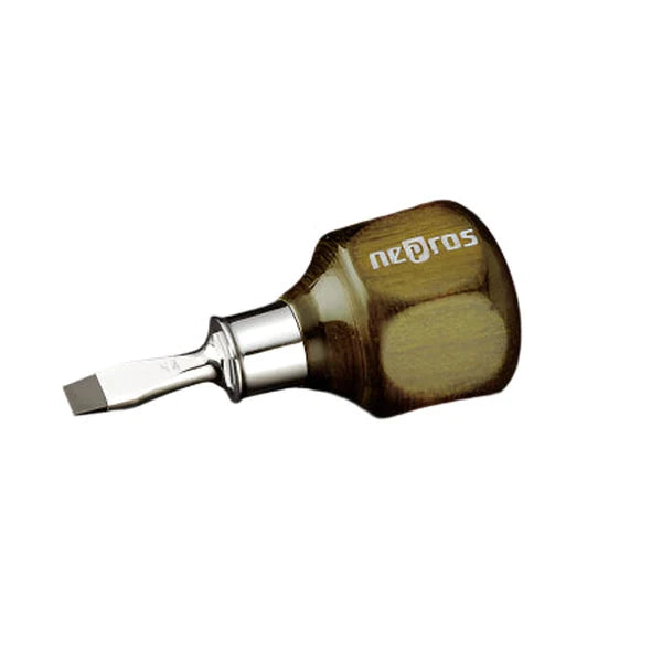 Nepros ND3MS-06 Wooden Stubby Screwdriver, Slotted, 6.3mm