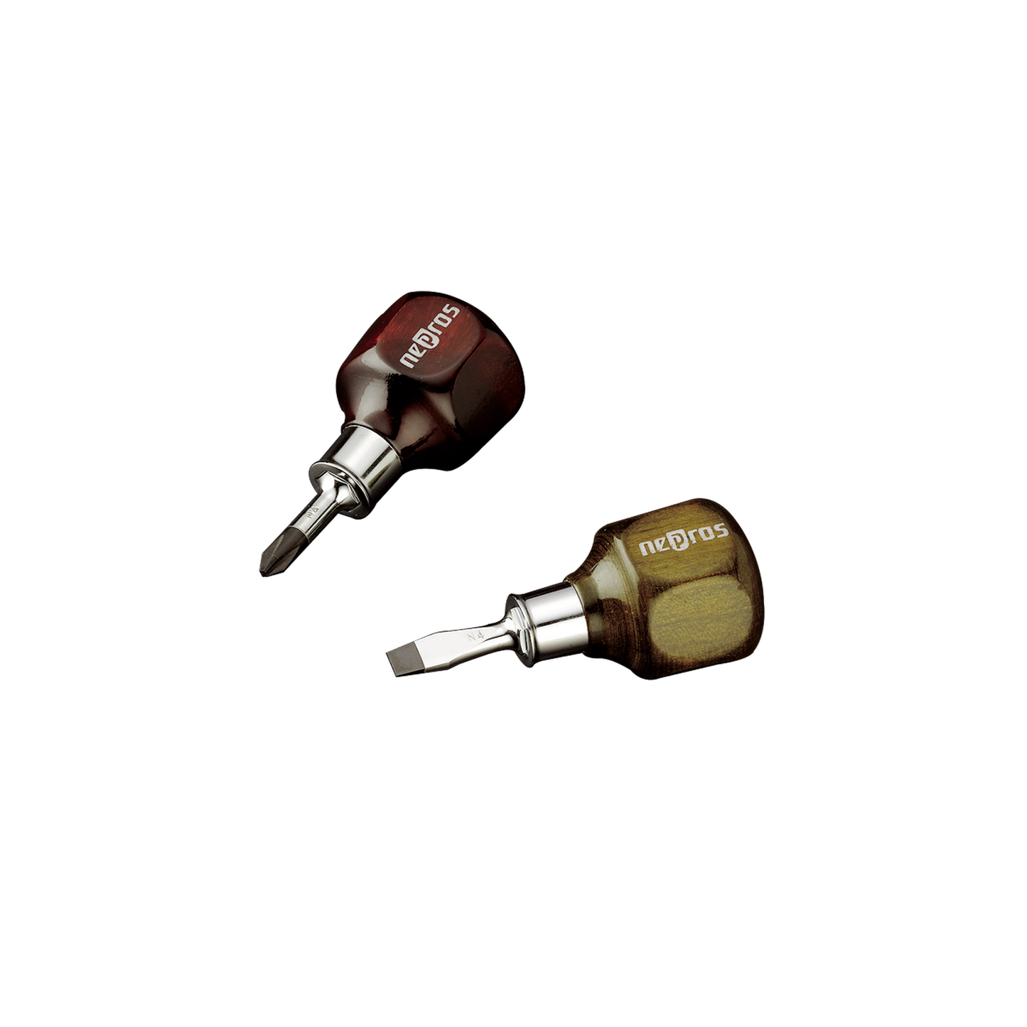 Nepros ND3PS-2 JIS Wooden Stubby Screwdriver, Phillips, #2