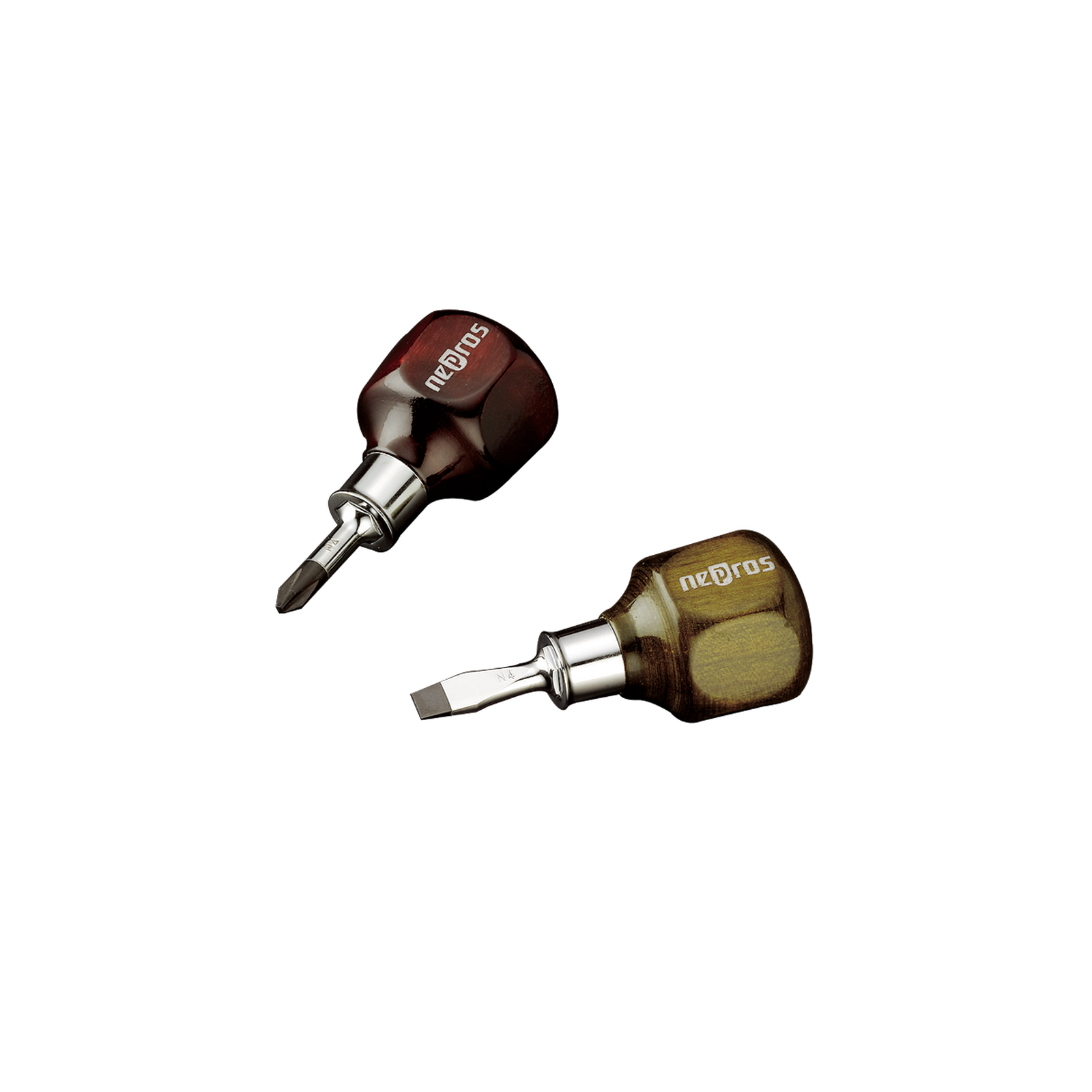 Nepros ND3PS-2 JIS Wooden Stubby Screwdriver, Phillips, #2