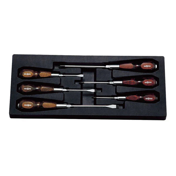 Nepros NTD306 JIS Wooden Grip Screwdriver Set, 6 pcs