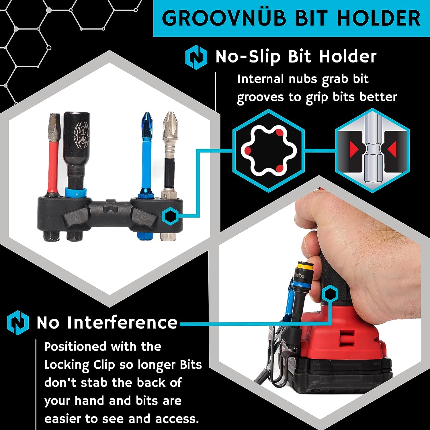 Nöhlster Locking Tool Clip & GroovNüb Bit Holder 1-Pack