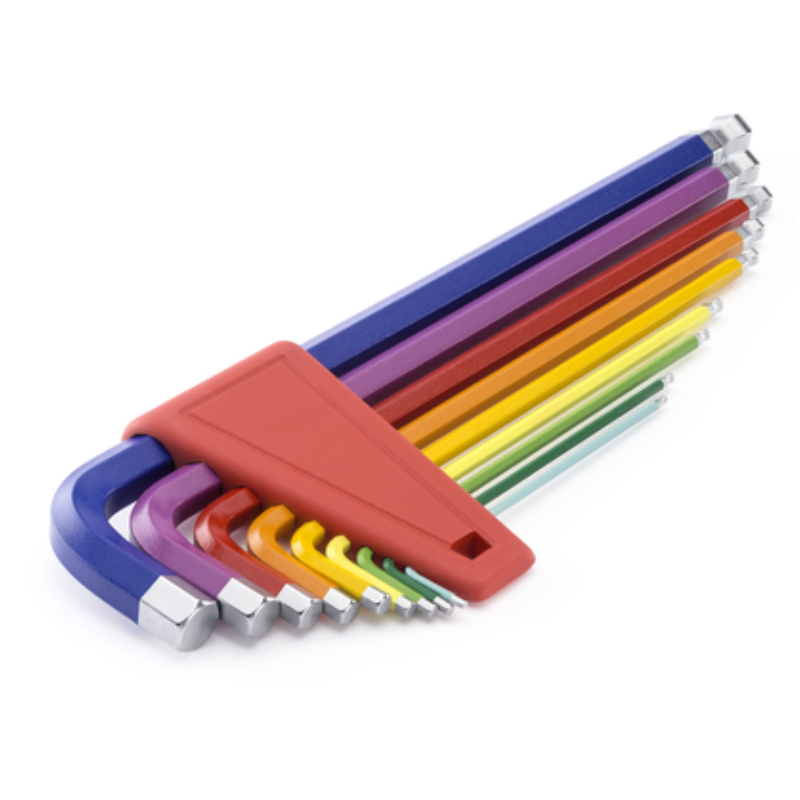 PB 212.LH-10 RB CN - RainBow Key, Long, Ball Point, L-Wrenches Set