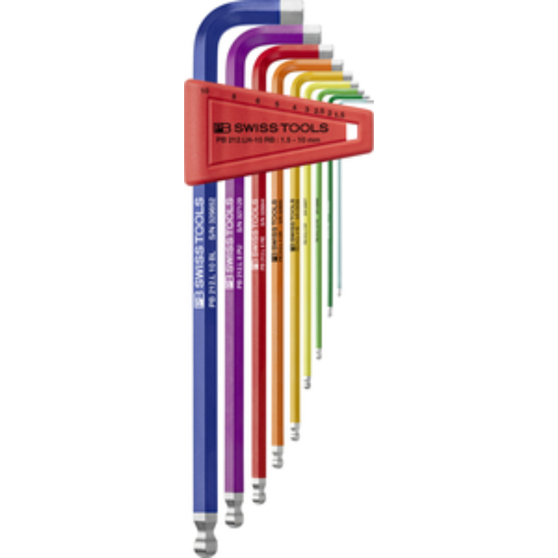PB 212.LH-10 RB CN - RainBow Key, Long, Ball Point, L-Wrenches Set