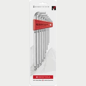 PB 212 LH Key L-wrenches, long, with ball point, set in a practical plastic holder
