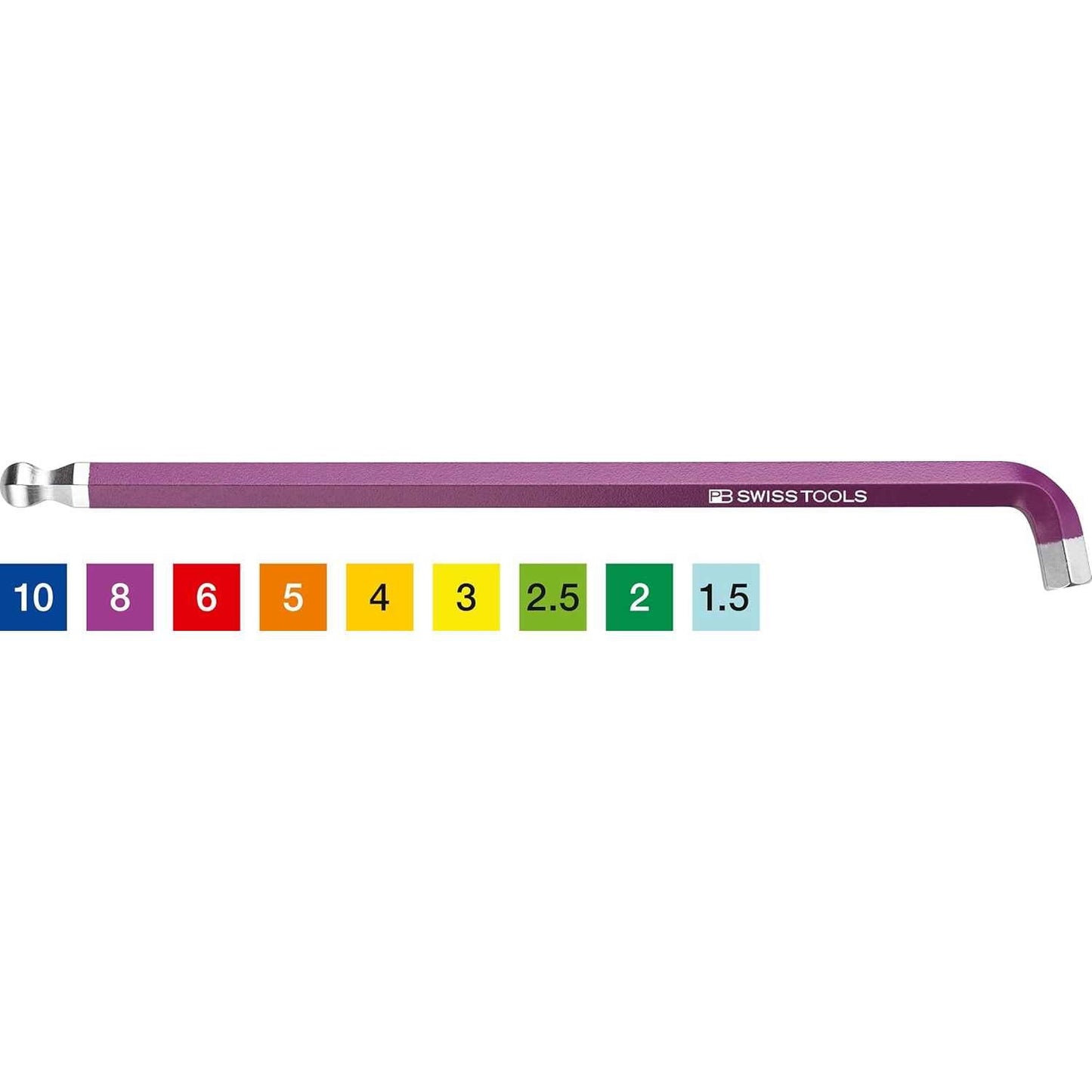 PB 2212.LH-10 RB - Rainbow Hex Key L-Wrenches with Ball Point and Short Key Part