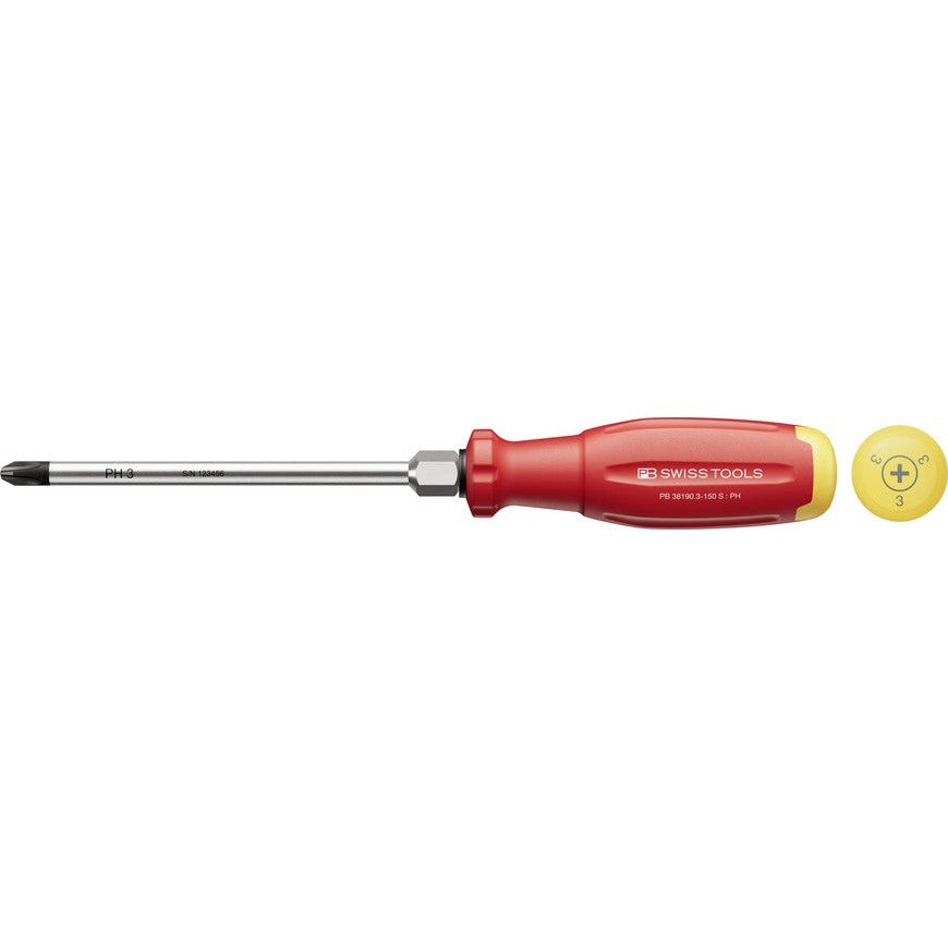 PB 38190 S SwissGrip Evo Phillips Screwdrivers, With Hexagonal Wrench Section