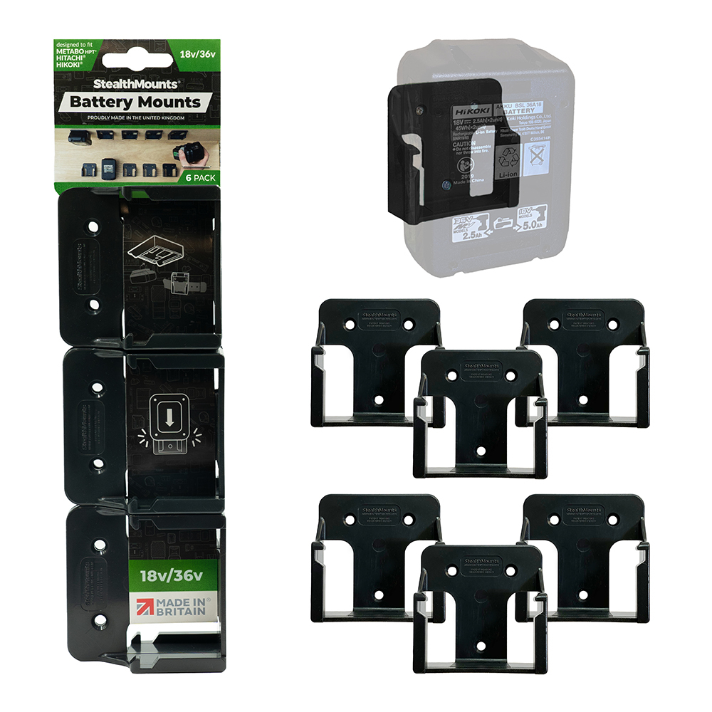 StealthMounts Battery Mounts for Metabo HPT, Hitachi 18v, & Hikoki 18v-36v