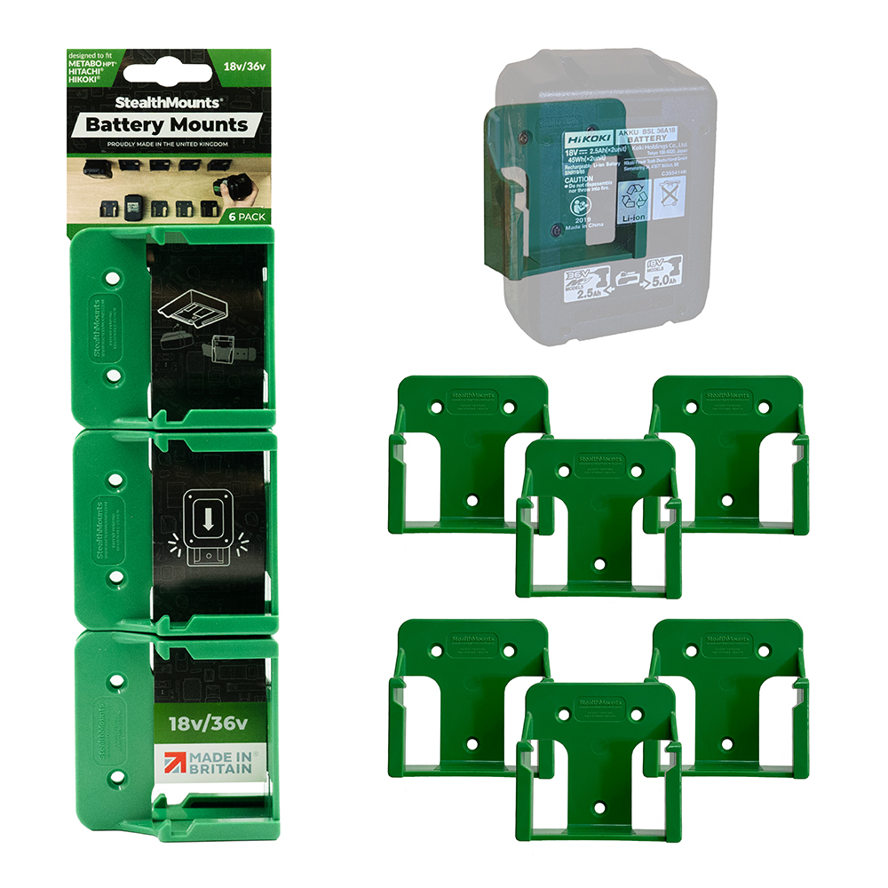 StealthMounts Battery Mounts for Metabo HPT, Hitachi 18v, & Hikoki 18v-36v