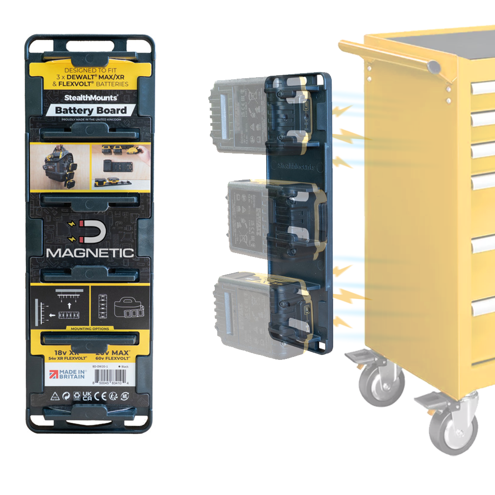 StealthMounts DeWalt Magnetic Battery Holder Board