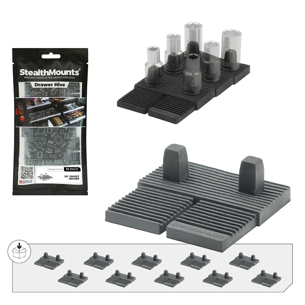 StealthMounts Drawer Hive 1/4" Socket Holder 10 pk.