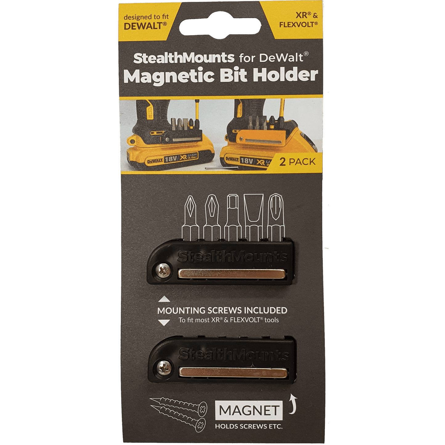 StealthMounts Magnetic Bit Holder for Dewalt XR & Flexvolt Tools