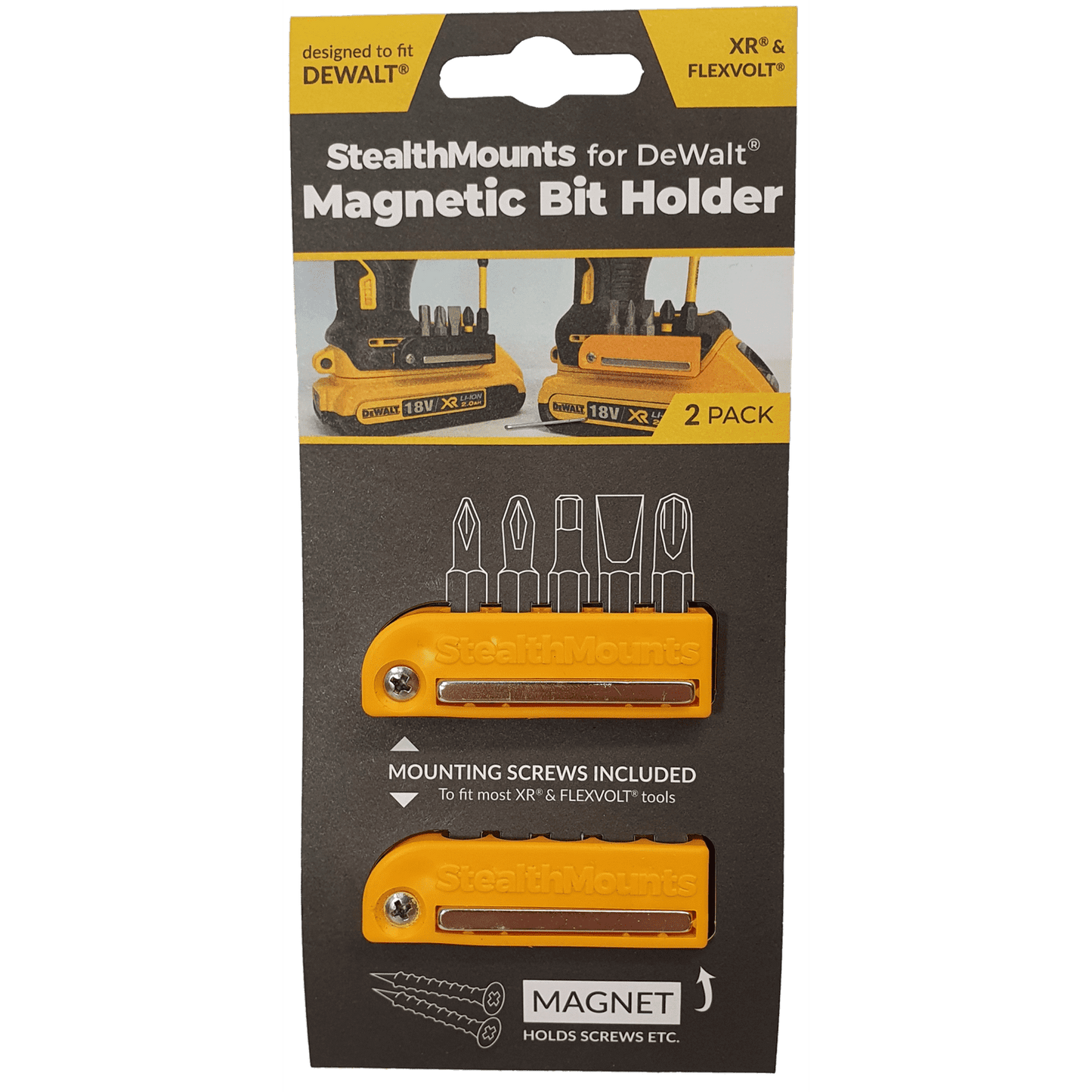 StealthMounts Magnetic Bit Holder for Dewalt XR & Flexvolt Tools