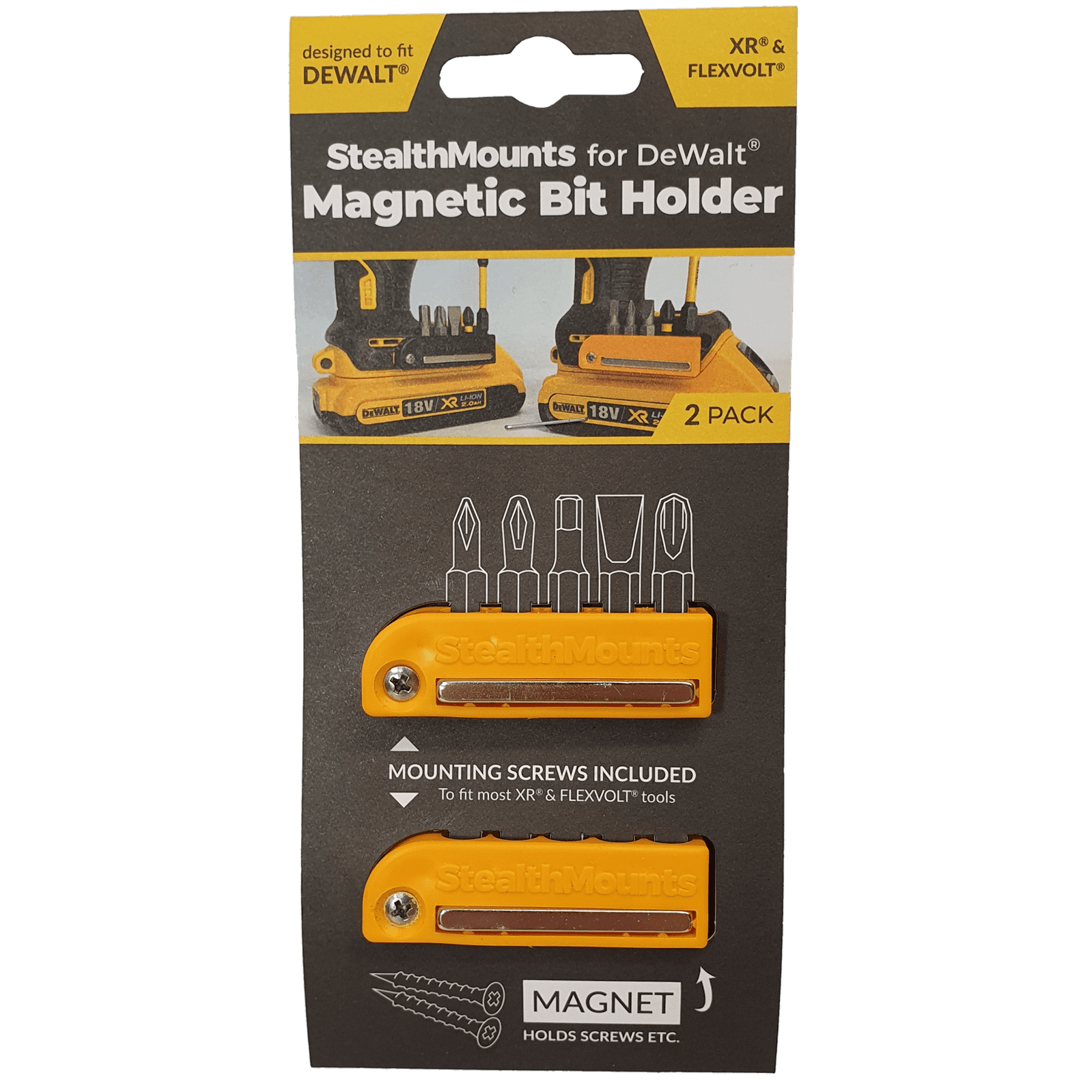 StealthMounts Magnetic Bit Holder for Dewalt XR & Flexvolt Tools