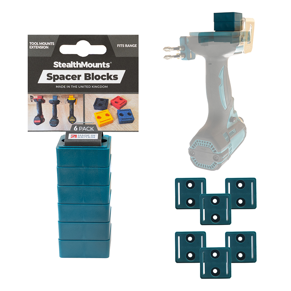 StealthMounts Tool Mount 12mm Spacers, Red, Yellow, Black & Teal