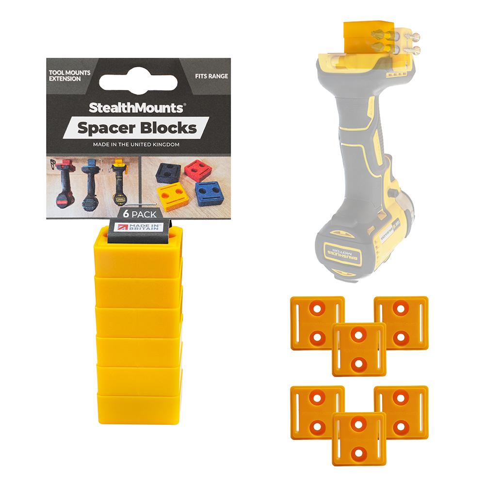 StealthMounts Tool Mount 12mm Spacers, Red, Yellow, Black & Teal