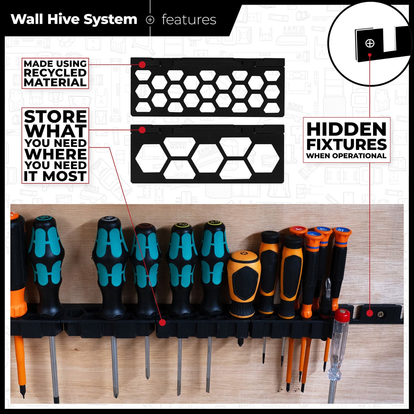 StealthMounts Wall Hive System Screwdriver Holders