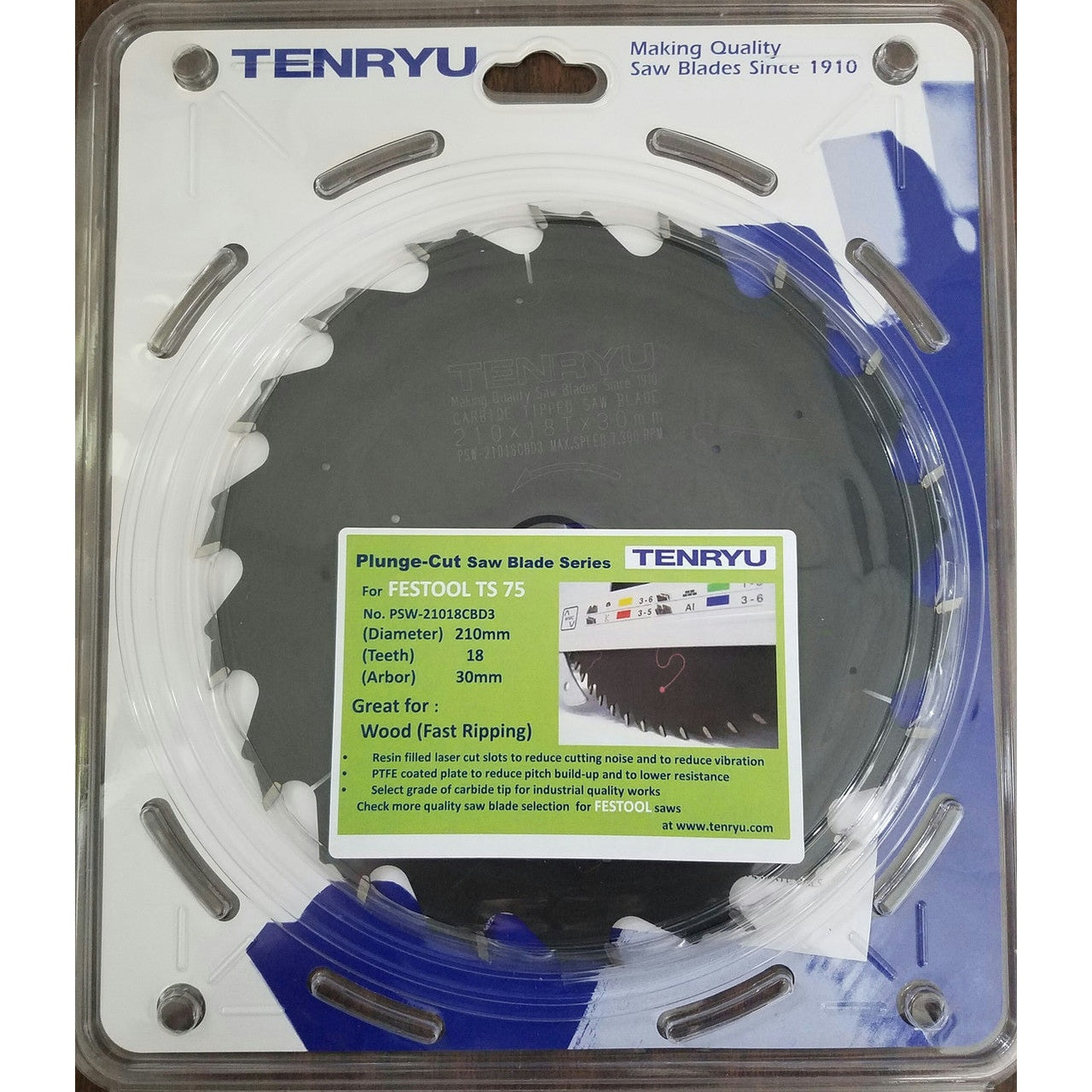Tenryu PSW-21018CBD3 Wood Fast Ripping Fits Festool TS 75 Festool #495379