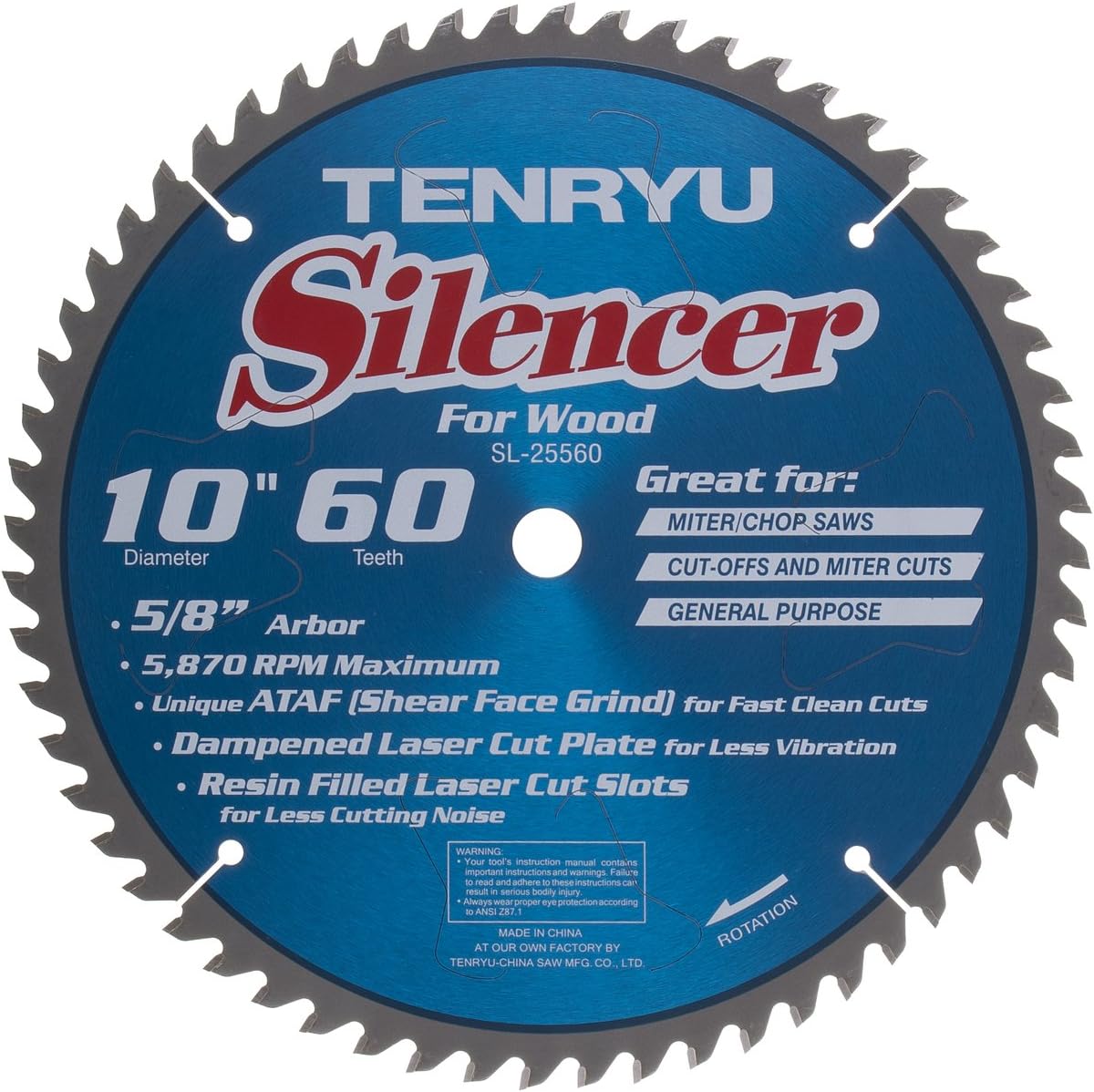 Tenryu SL-25560 Silencer-Series 10: X 60T 5/8" Arbor